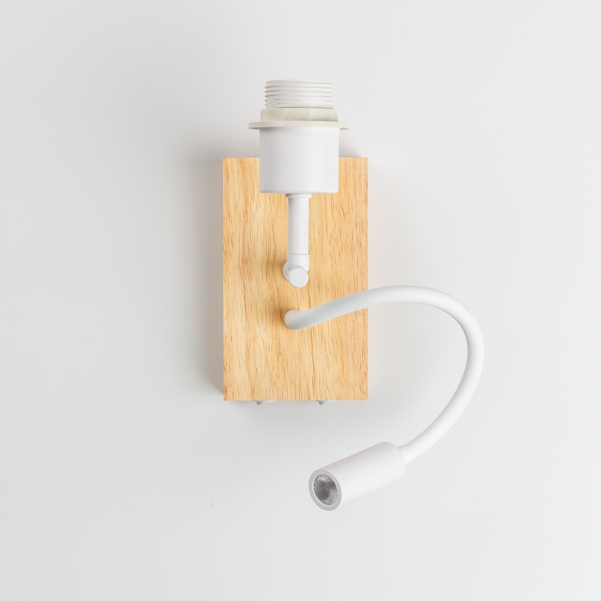 Brilagi - Lampă LED de perete flexibilă pentru copii BOBO WOOD 1xE27/25W/230V + LED/3W stejar/alb/iepurași