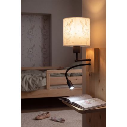 Brilagi - Lampă LED de perete flexibilă pentru copii BOBO WOOD 1xE27/25W/230V + LED/3W stejar/negru/alb/iepurași