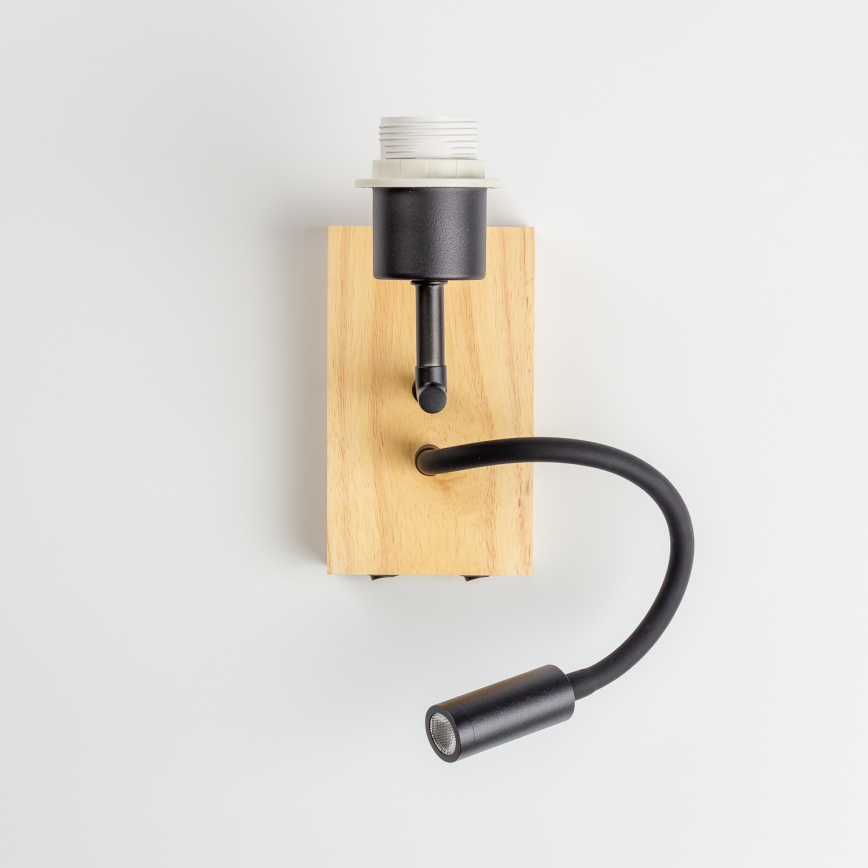 Brilagi - Lampă LED de perete flexibilă pentru copii BOBO WOOD 1xE27/25W/230V + LED/3W stejar/negru/alb/iepurași