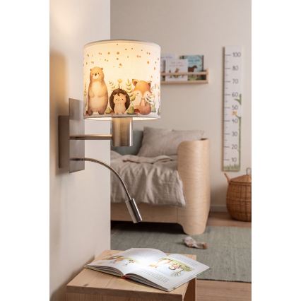 Brilagi - LED Lampă de perete flexibilă pentru copii BOBO 1xE27/25W/230V + LED/3W crom mat/alb/cu animale