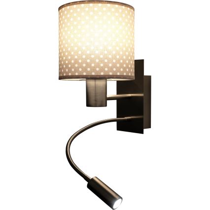 Brilagi - Lampă de perete LED flexibilă BOBO 1xE27/25W/230V + LED/3W crom mat/bej/cu buline