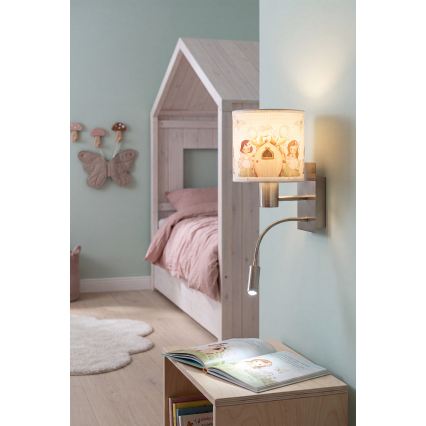 BRILAGI - Lampă LED de perete flexibilă pentru copii BOBO 1xE27/25W/230V + LED/3W, crom mat/alb/roz/zâne