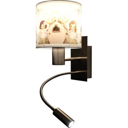 BRILAGI - Lampă LED de perete flexibilă pentru copii BOBO 1xE27/25W/230V + LED/3W, crom mat/alb/roz/zâne