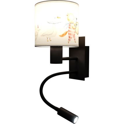 Brilagi - Lampă LED flexibilă de perete pentru copii BOBO 1xE27/25W/230V + LED/3W negru/alb/cu modele cu animale