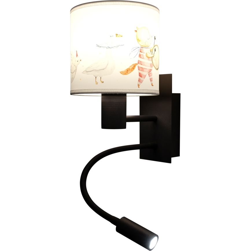 Brilagi - Lampă LED flexibilă de perete pentru copii BOBO 1xE27/25W/230V + LED/3W negru/alb/cu modele cu animale