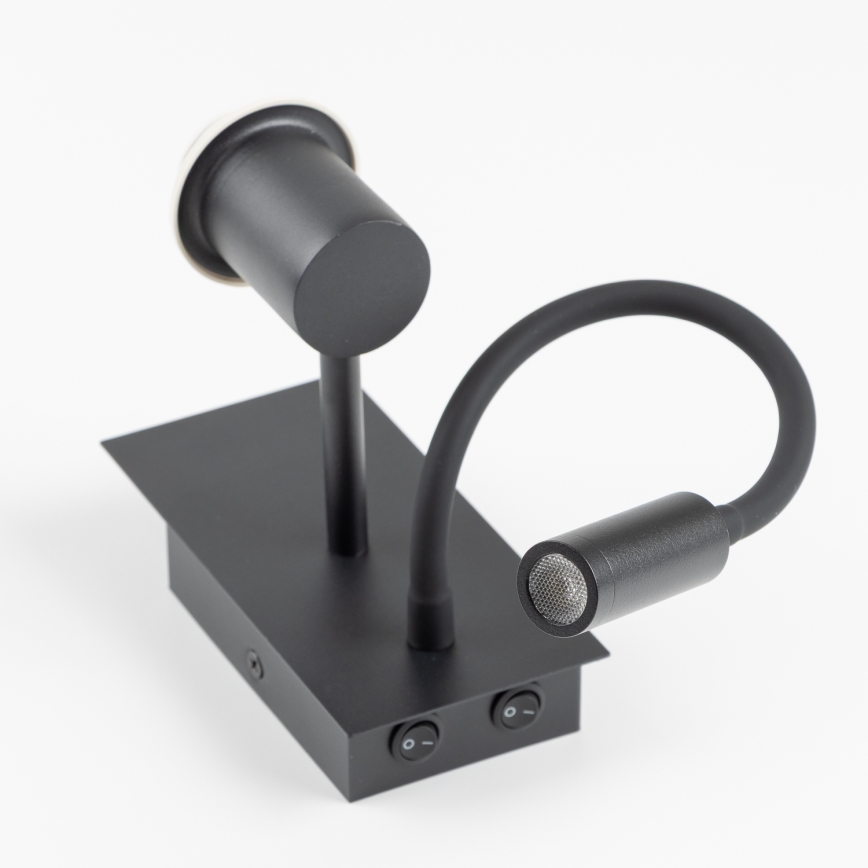 Brilagi - Lampă de perete flexibilă LED pentru copii BOBO 1xE27/25W/230V + LED/3W, negru/alb/iepurași