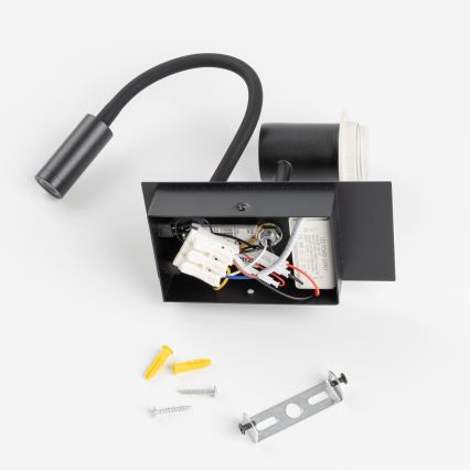 Brilagi - Lampă de perete flexibilă LED pentru copii BOBO 1xE27/25W/230V + LED/3W, negru/alb/iepurași