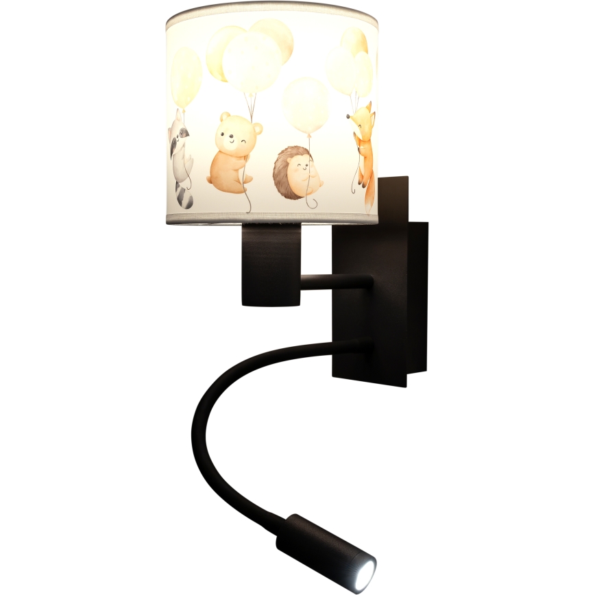 Brilagi - Lampă LED flexibilă de perete pentru copii BOBO 1xE27/25W/230V + LED/3W negru/alb/cu animale