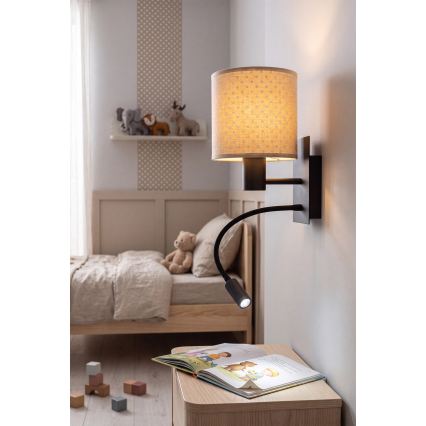 Brilagi - Lampă de perete LED flexibilă BOBO 1xE27/25W/230V + LED/3W negru/bej/cu buline