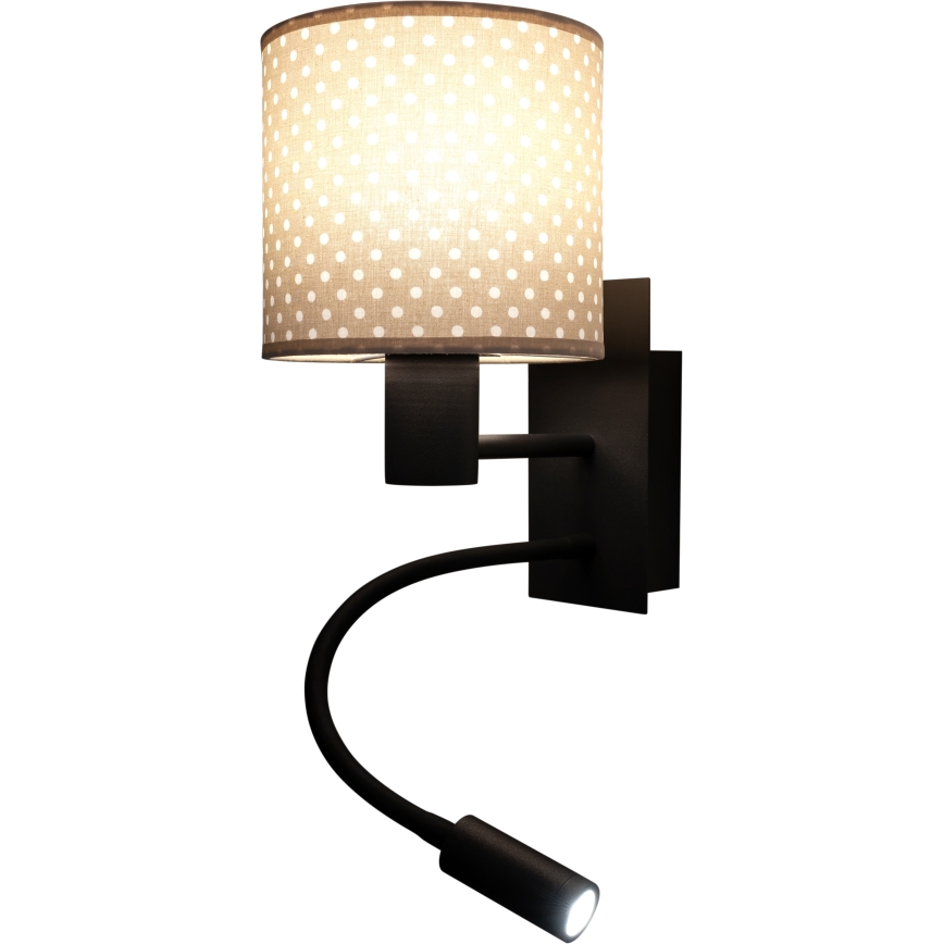 Brilagi - Lampă de perete LED flexibilă BOBO 1xE27/25W/230V + LED/3W negru/bej/cu buline