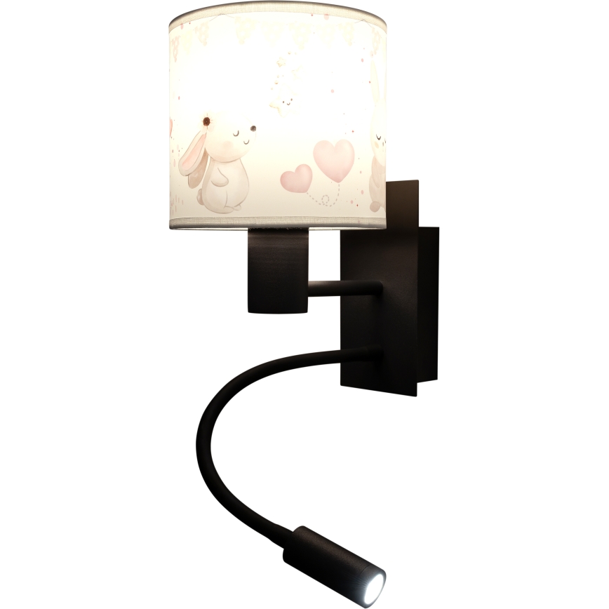 Brilagi - Lampă LED de perete flexibilă pentru copii BOBO 1xE27/25W/230V + LED/3W negru/crem/cu iepurași