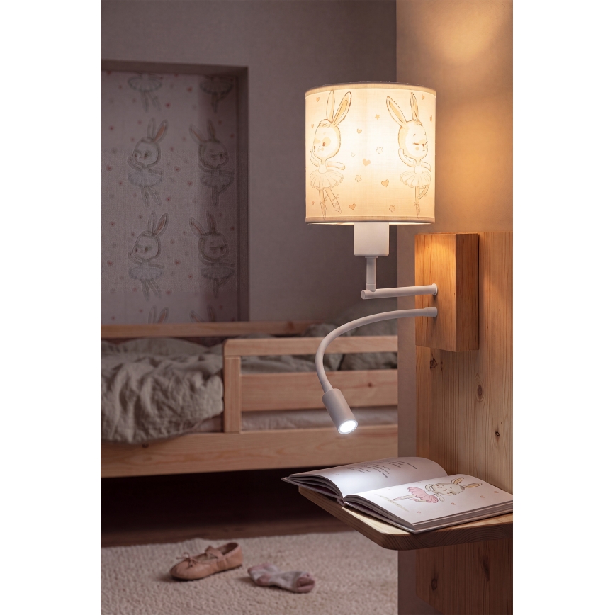 Brilagi - Lampă LED flexibilă de perete pentru copii BOBO WOOD 1xE27/25W/230V + LED/3W stejar/alb/iepurași