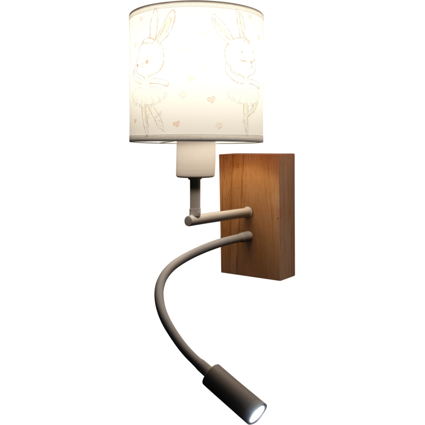 Brilagi - Lampă LED flexibilă de perete pentru copii BOBO WOOD 1xE27/25W/230V + LED/3W stejar/alb/iepurași