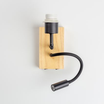 Brilagi - Lampă LED de perete flexibilă pentru copii BOBO WOOD 1xE27/25W/230V + LED/3W stejar/negru/alb/cu modele de animale