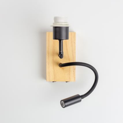 Brilagi - Lampă de perete LED flexibilă pentru copii BOBO WOOD 1xE27/25W/230V + LED/3W, stejar/negru/alb/roz/cu motive cu zâne