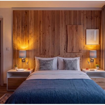 Brilagi - Lampă LED de perete flexibilă NUBILA, 1xE27/25W/230V + LED/3W, alamă/gri deschis