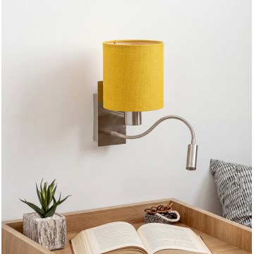 Brilagi - Lampă LED flexibilă de perete NUBILA 1xE27/25W/230V + LED/3W crom mat/galbenă