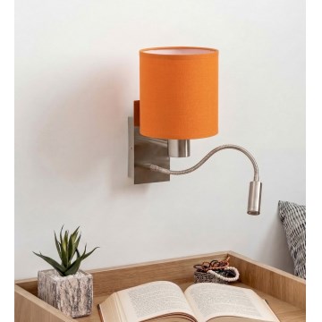 Brilagi - Lampă LED flexibilă de perete NUBILA 1xE27/25W/230V + LED/3W crom mat/portocaliu