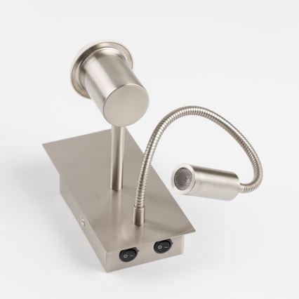 Brilagi - Lampă LED flexibilă de perete NUBILA 1xE27/25W/230V + LED/3W crom mat/portocaliu