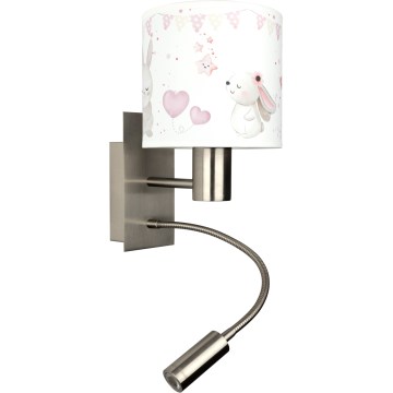Brilagi - Lampă LED flexibilă de perete pentru copii BOBO 1xE27/25W/230V + LED/3W crom mat/crem/iepurași