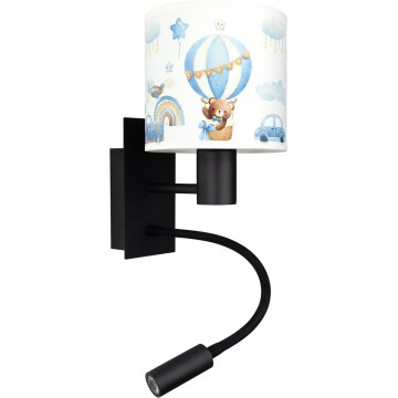 Brilagi - Lampă LED flexibilă de perete pentru copii BOBO 1xE27/25W/230V + LED/3W neagră/albă/albastră/cu model ursuleți