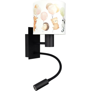 Brilagi - Lampă LED flexibilă de perete pentru copii BOBO 1xE27/25W/230V + LED/3W negru/alb/cu animale
