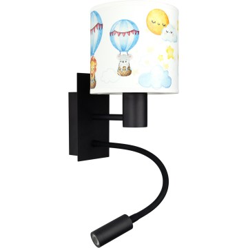 Brilagi - Lampă LED flexibilă de perete pentru copii BOBO 1xE27/25W/230V + LED/3W negru/alb/cu animale