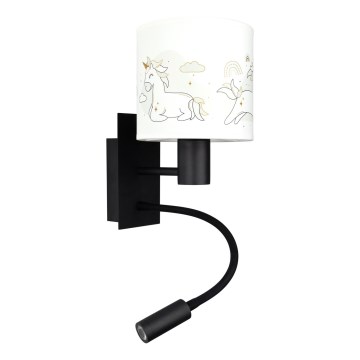 Brilagi - Lampă LED flexibilă de perete pentru copii BOBO 1xE27/25W/230V + LED/3W negru/alb/unicorni