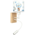 Brilagi - Lampă LED flexibilă de perete pentru copii BOBO WOOD 1xE27/25W/230V + LED/3W stejar/alb/albastru/ursuleți