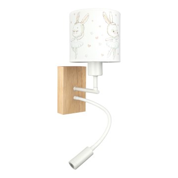 Brilagi - Lampă LED flexibilă de perete pentru copii BOBO WOOD 1xE27/25W/230V + LED/3W stejar/alb/iepurași