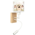 Brilagi - Lampă LED flexibilă de perete pentru copii BOBO WOOD 1xE27/25W/230V + LED/3W stejar/alb/roz/zâne