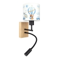 Brilagi - Lampă LED flexibilă de perete pentru copii BOBO WOOD 1xE27/25W/230V + LED/3W stejar/negru/alb/albastru/ursuleți
