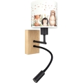 Brilagi - Lampă LED flexibilă de perete pentru copii BOBO WOOD 1xE27/25W/230V + LED/3W stejar/negru/alb/cu animale