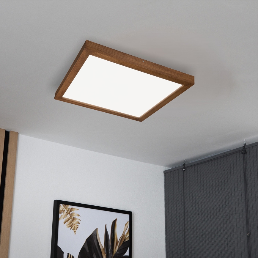 Brilagi - Plafonieră LED pentru baie WOODY FRAME, 40 W, 230 V, 60 x 60 cm, IP44, finisaj stejar/cireș