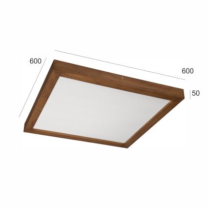 Brilagi - Plafonieră LED pentru baie WOODY FRAME, 40 W, 230 V, 60 x 60 cm, IP44, finisaj stejar/cireș