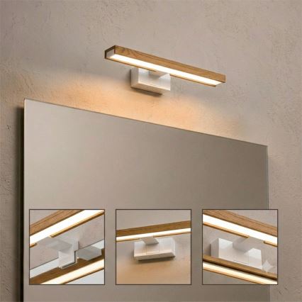 Brilagi - Iluminare LED pentru oglindă de baie 3-în-1 WOODY MIRROR LED/8W/230V 40 cm IP44 alb/stejar