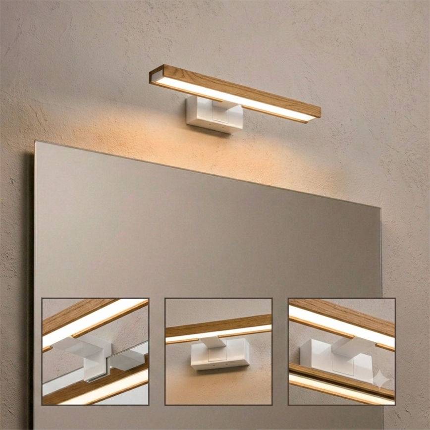 Brilagi - Iluminare LED pentru oglindă de baie 3-în-1 WOODY MIRROR LED/8W/230V 40 cm IP44 alb/stejar