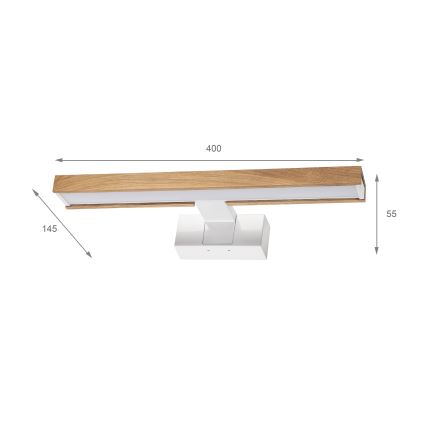 Brilagi - Iluminare LED pentru oglindă de baie 3-în-1 WOODY MIRROR LED/8W/230V 40 cm IP44 alb/stejar