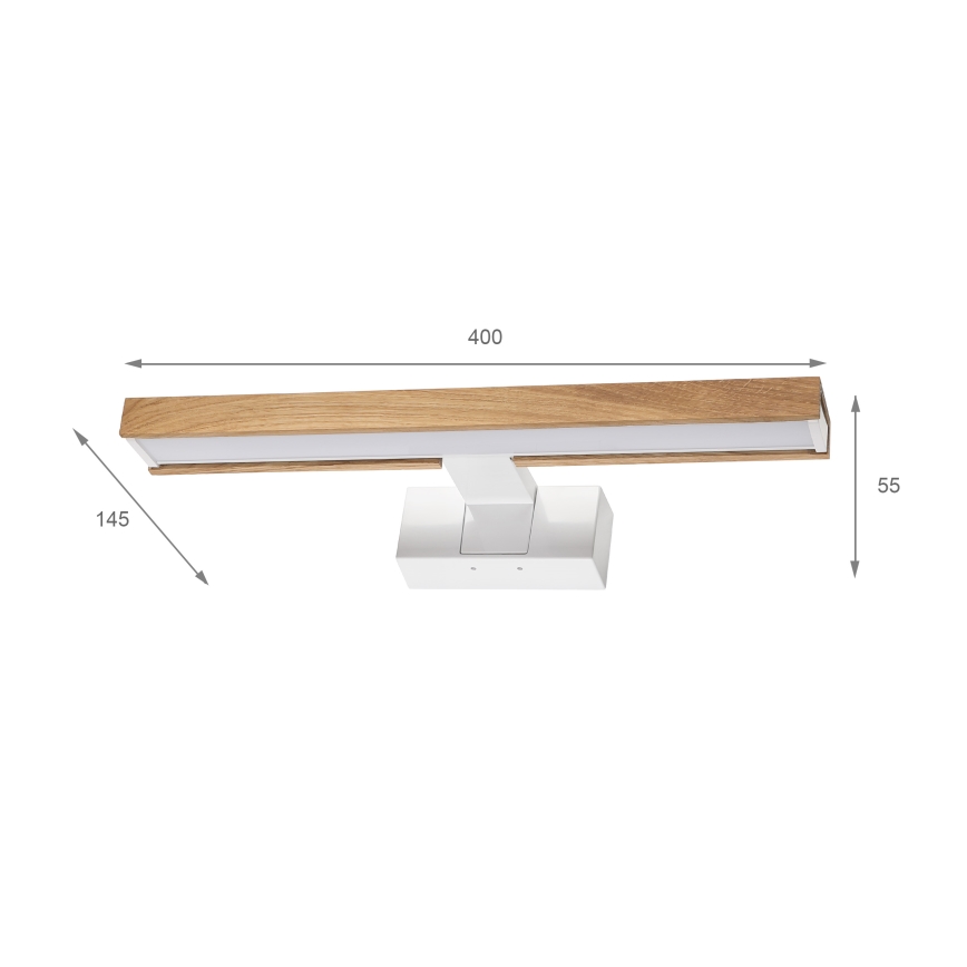 Brilagi - Iluminare LED pentru oglindă de baie 3-în-1 WOODY MIRROR LED/8W/230V 40 cm IP44 alb/stejar