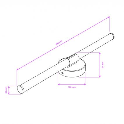 Brilagi - Lampă LED pentru oglindă de baie LARA, 10 W, 230 V, 60 cm, IP44, crom lucios