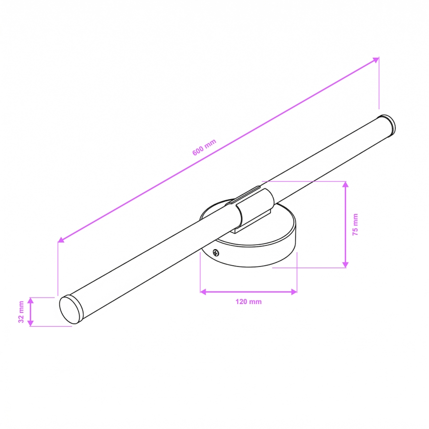 Brilagi - Lampă LED pentru oglindă de baie LARA, 10 W, 230 V, 60 cm, IP44, crom lucios