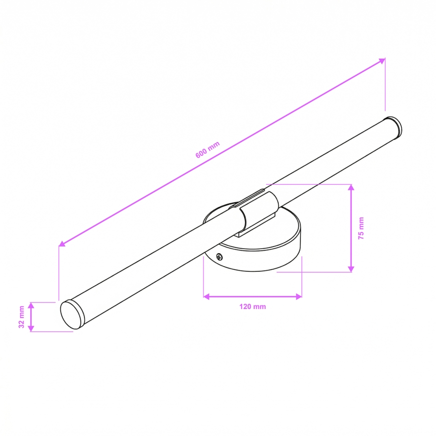 Brilagi - Iluminare LED pentru oglindă de baie LARA LED/10W/230V 60 cm IP44 negru