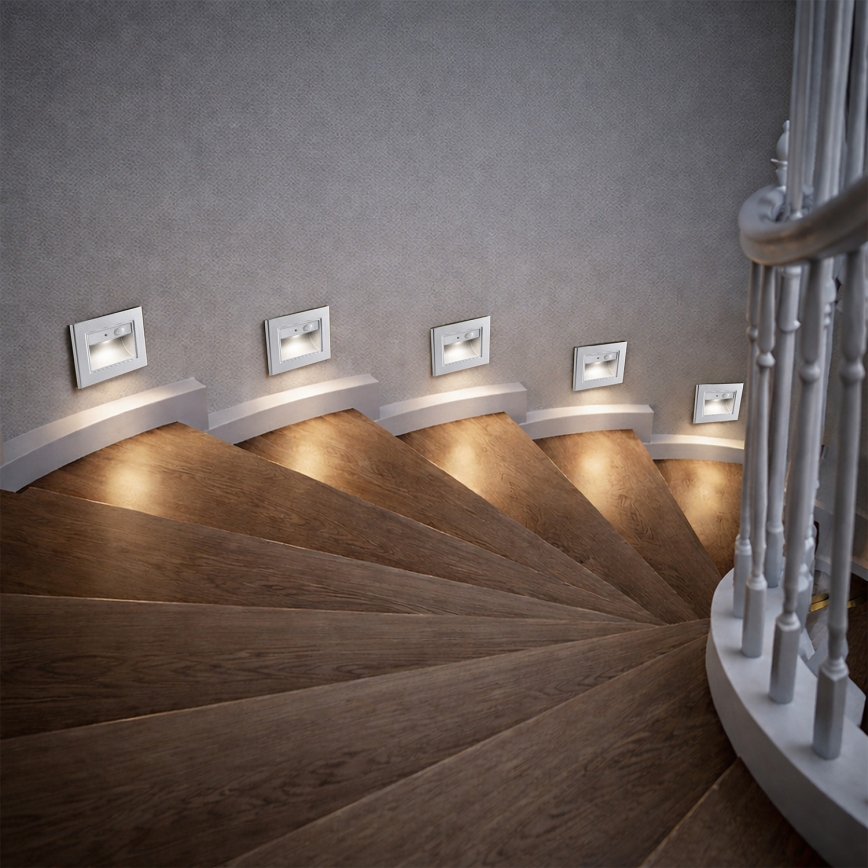 Brilagi - Aplica LED pentru scări cu senzor STEP LIGHT LED/1,5W/230V IP44 argintiu