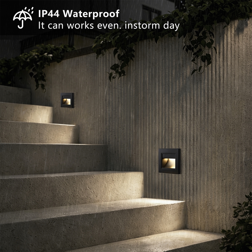 Brilagi - Lampă LED pentru trepte STEP LIGHT, 1,5 W, 230 V, IP44, negru