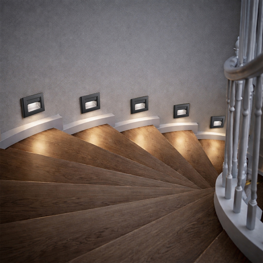 Brilagi - Lampă LED pentru trepte STEP LIGHT, 1,5 W, 230 V, IP44, negru