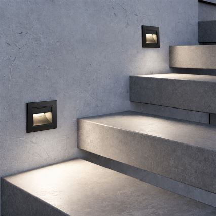 Brilagi - Lampă LED pentru trepte STEP LIGHT, 1,5 W, 230 V, IP44, negru
