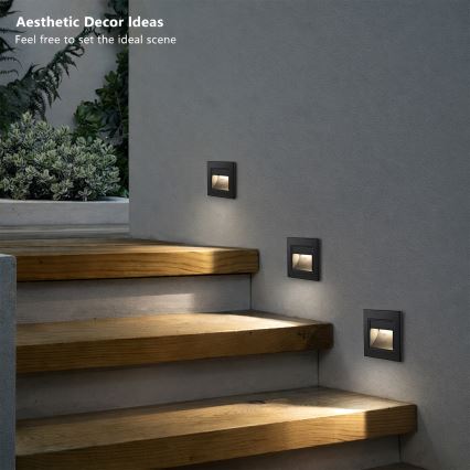 Brilagi - Lampă LED pentru trepte STEP LIGHT, 1,5 W, 230 V, IP44, negru
