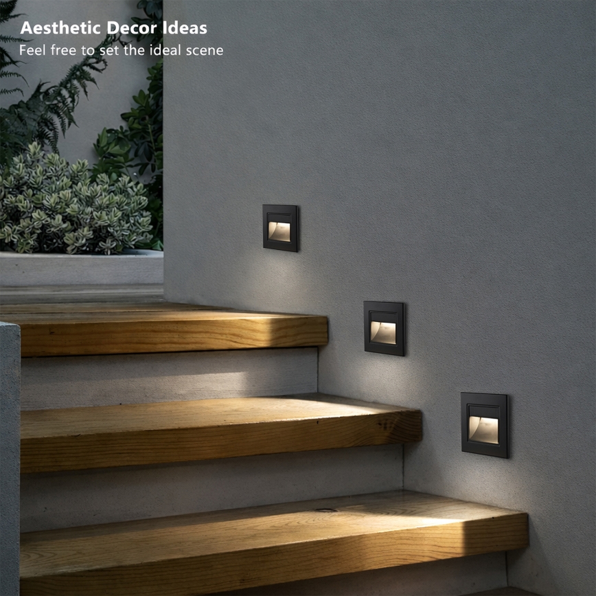 Brilagi - Lampă LED pentru trepte STEP LIGHT, 1,5 W, 230 V, IP44, negru