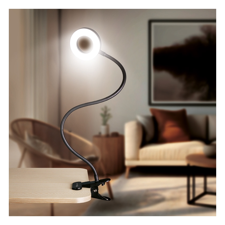 Brilagi - Lampă LED reglabilă cu clemă ORBELA LED/8W/5V 3000/4000/5000K neagră