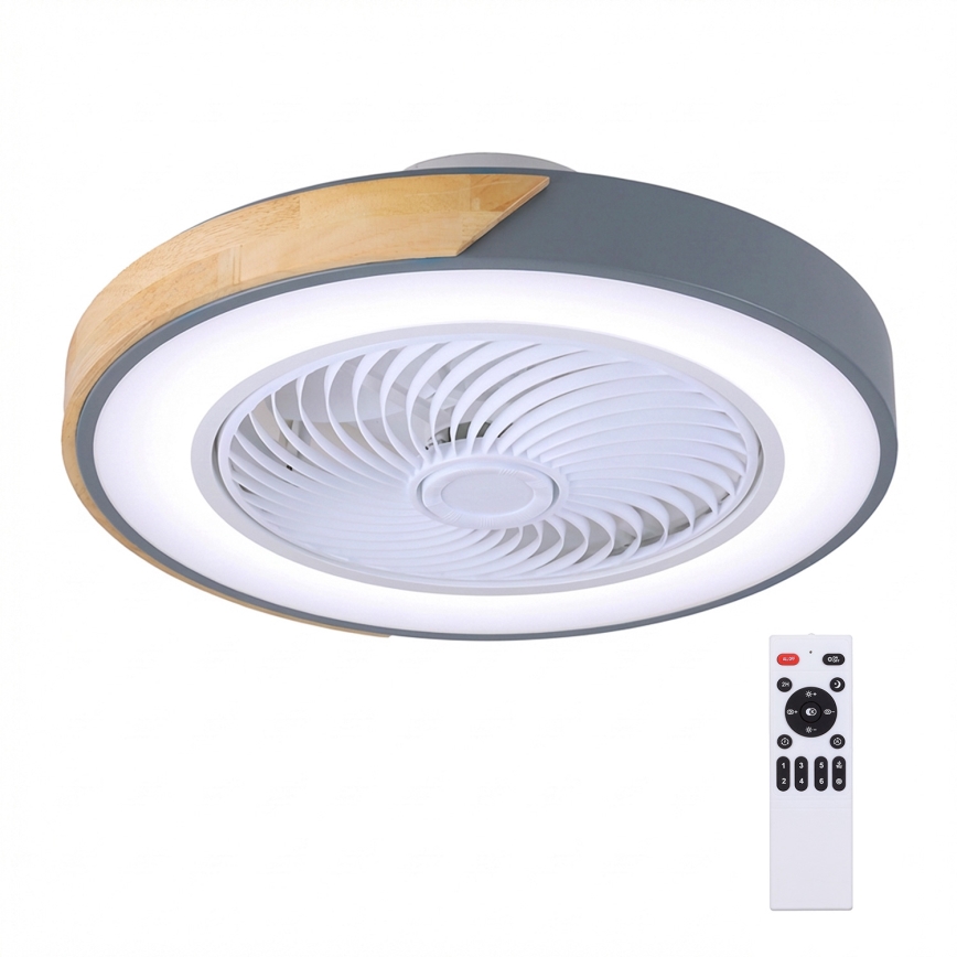 Brilagi - Plafonieră LED dimabilă cu ventilator LED/38W/230V 3000-6500K Ø 50 cm gri/stejar + telecomandă